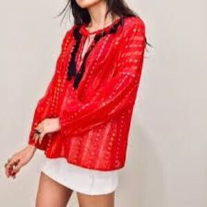 Belle vere red tassel detail blouse‎